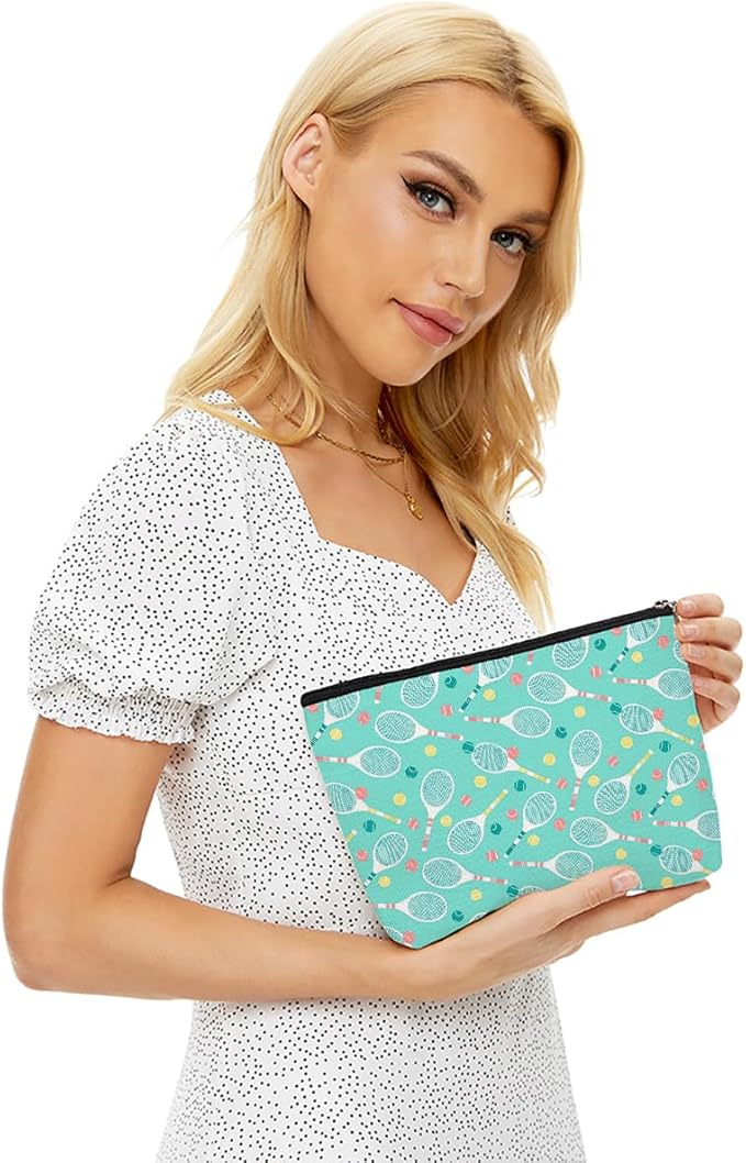 Tennis Gifts, Inspirational Tennis Makeup Bag, Tennis Accessories Tennis Gift Cosmetic Bag Toiletry Bag, Tennis Player Graduation Birthday Gifts for Women Girls Tennis Lovers Sister Bestie
