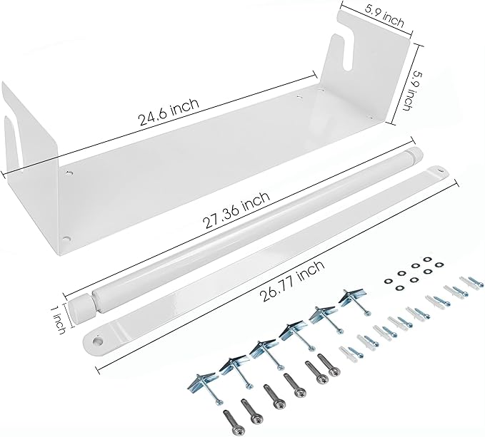 24”Kraft Paper Dispenser Holder Wall Mount, Heavy-Duty Paper Cutter Butcher Paper Dispenser to Do Lists, DIY Drawing, Taking Note, Artwork, Daily Special - White