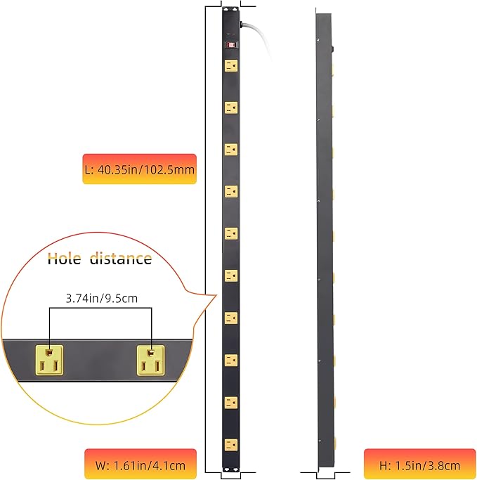 10-Outlet Heavy Duty Power Strip Surge Protector Metal Long Extension Cord 6-Foot, SGS Certified,Black(1000J)…