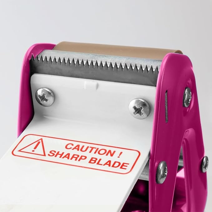 Heavy Duty Metal Frame Tape Gun - 3" Core with Special Ergonomic Handle - Packing Tape Dispenser with Premium Tempered Steel Blade for 2" Tape Rolls