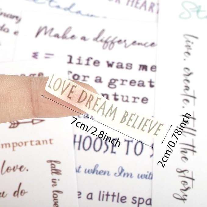 48 Sheets Inspirational Quotes Stickers Aesthetic Sayings Decal Motivational Words Handwritten Letters Gift for DIY Crafts Journaling Scrapbook Planner Appreciation Supplies, 8 Styles(Colorful)
