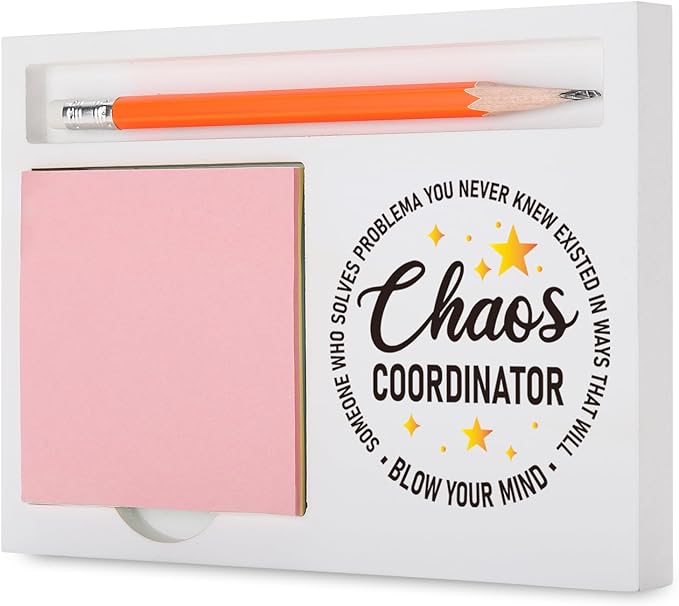 Chaos Coordinator Gifts Funny Inspirational Desk Organizer for Administrative Assistants Teachers Moms – Appreciation Birthday Farewell, Office Humor Desk White Note Pad Holder XBCT6