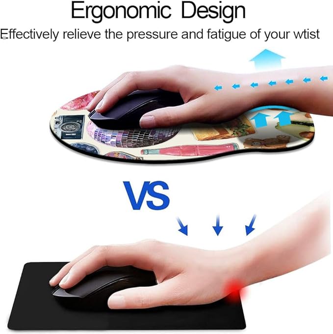 Ergonomic Mouse Pad with Wrist Support,Mouse Pad with Wrist Rest,Relieve Wrist Pain Mousepad Non-Slip Rubber Base,Mouse Pads for Desk,Computers,Laptop,Office,Home,Accessories Pink Stickers