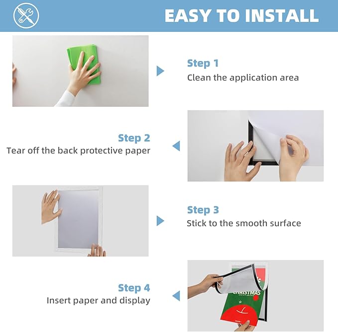 Magnetic Sign Holder 8.5 x 11-5Pcs Durable PVC Magnetic Frames for Refrigerator Reusable Adhesive Frames for Walls Door Window Double Sided Display Magnetic Picture Frame Document Holder