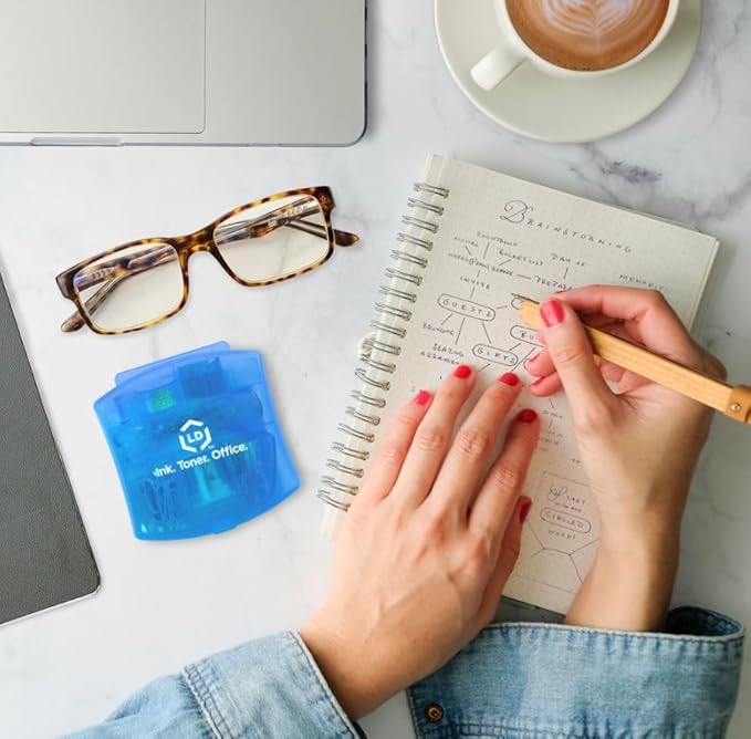 LD Products Blue Mini Office Supply Kit Portable Case with Scissors, Paper Clips, Tape Dispenser Set, Pencil Sharpener, Mini Stapler with Staples and Staple Remover