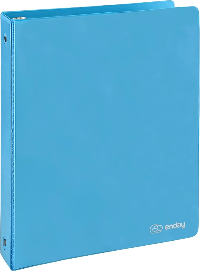 3 Ring Binder 1.5 Inch Blue, 1 ½ inch Binder Clear View Cover with 2 Inside Pockets, Colored School Supplies Office and Home – by Enday