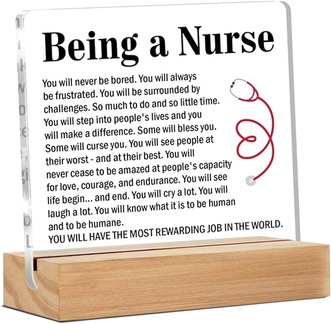 Nurse Graduation Gifts, Future New Nurse Gifts, Being a Nurse Clear Desk Decorative Sign Home Office Acrylic Decor
