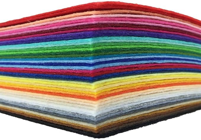 flic-flac 16PCS 8 x 12 inches (20 x 30cm) Assorted Color Felt Fabric Sheets Patchwork Sewing DIY Craft 1mm Thick