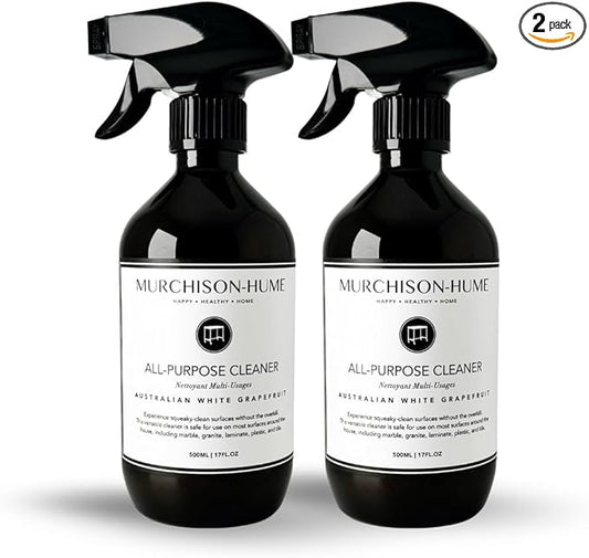 Murchison-Hume All-Purpose Cleaner - Vegan, Plant-Based, and Biodegradable Formula, Safe for Household Surfaces, 17 fl. Oz Refillable Spray Bottle - Pack of 2 (Australian White Grapefruit)