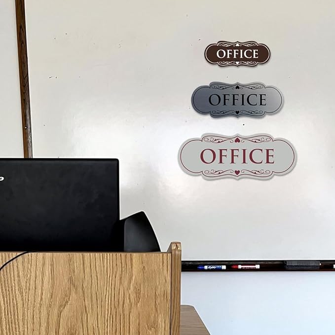 All Quality Designer Office Sign | Easy Installation - White - Medium (1 Pack)