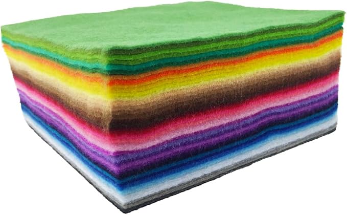 flic-flac 42pcs1.4mm Thick Soft Felt Fabric Sheet Assorted Color Felt Pack DIY Craft Sewing Squares Nonwoven Patchwork (20cm * 30cm)