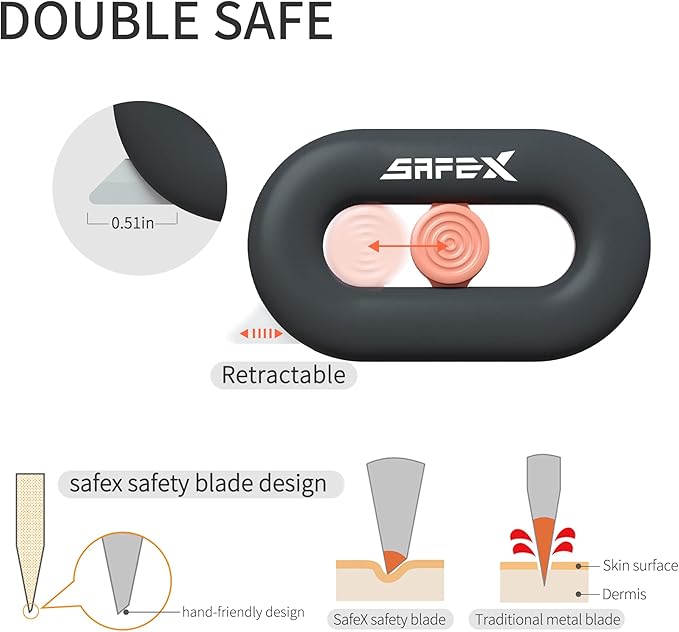 Box Cutter Retractable, Box Opener, Ceramic Box Cutter, Built-In Magnetic, Mini Box Cutter, Safety Box Cutter, Cute Box Cutter, Small Box Cutter For Women, Package Opener, Box Opener Tool (BLACK)