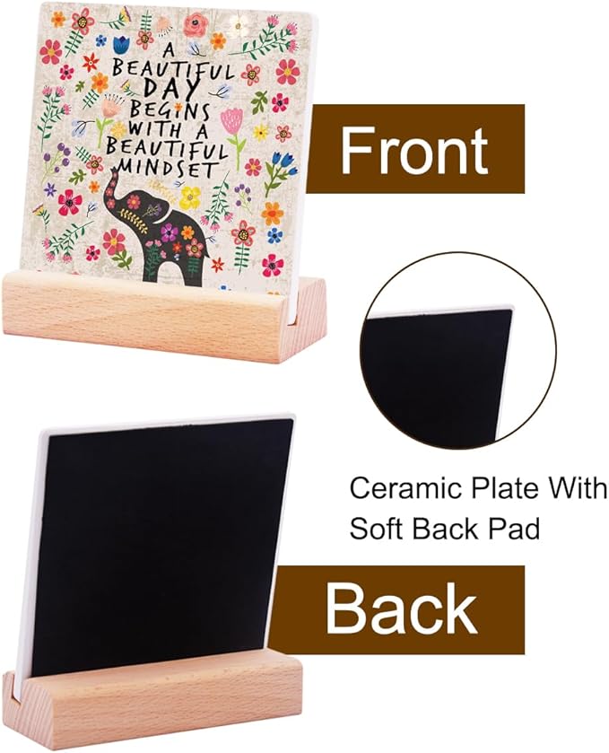 Inspirational Gifts for Teen Girls Women Birthday Christmas-Encouragement Gift Cheer Up Gifts for Friends-Motivational Sign Elephant Ceramic Plaque Desk Decor-A Beautiful Mindset Sign