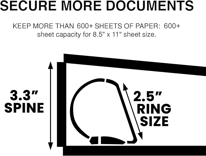 2 Pack of 2.5” Smooth Opening Angle D-Ring View Binders, Professional Presentation Folder for Standard Pages with Inside Pockets, and Customizable Clear View Binder PVC-Free