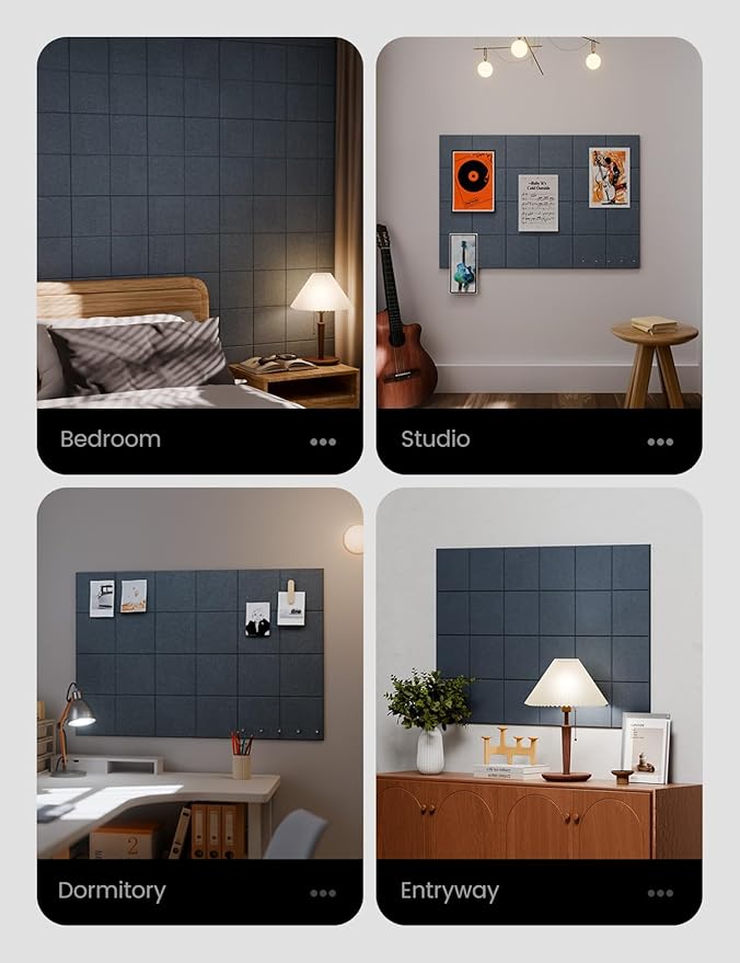 Large Felt Bulletin Board 36" x 24"Cork Board Alternative-6 Pack with 40 Safe Removable Adhesive Tabs, Cork Boards for Walls Cork Board for Home Office Classroom Pin Board-Deep Charcoal Blue