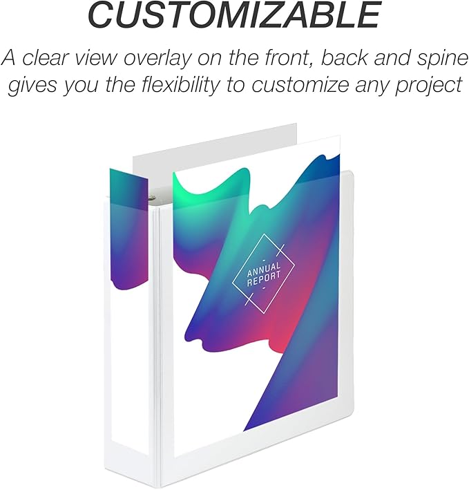 Samsill Durable 3 Inch Binder, Made in The USA, Round Ring Customizable Clear View Binder, Black, 12 Pack