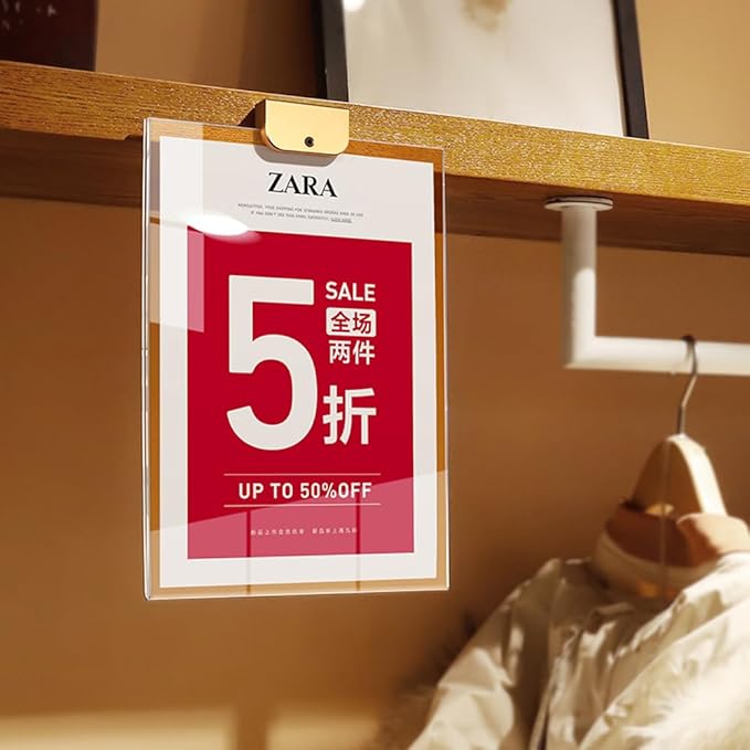 Wall Mount Acrylic Sign Holder with 3M Tape, Photo Menu Flyer Display Frames for Mall, Office, Home, Restaurant (Metal Vertical A4 210×297mm/8.27×11.69inches)