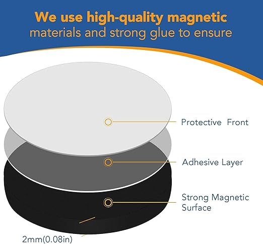 DIYMAG Round Magnets with Adhesive Backing for Crafts - 70 PCs Flexible Self Adhesives Magnetic Tape - Flexibility Magnet Sheets for Craft, Photos and Die Storage