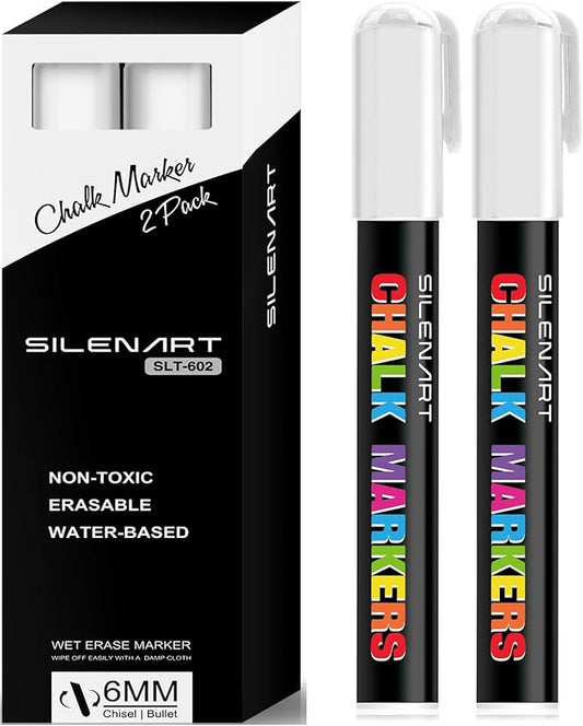 White Liquid Chalk Markers - Chalk Markers White - Dry Erase Markers Pen - for Chalkboard Signs, Windows, Blackboard, Glass
