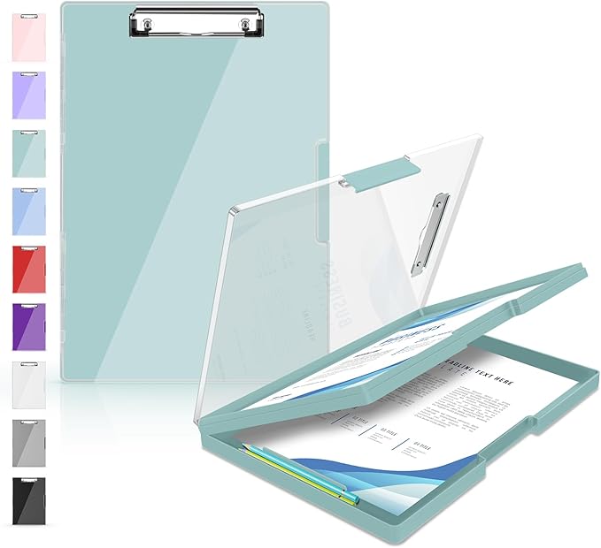 Sooez Clipboard with Storage, Heavy Duty Cleaview Clip Boards 8.5x11 with Dual Storage, Dry Erase Plastic Nursing Clipboard, High Capacity Clipboards Folder for Teacher Nurse, School & Office Supplies