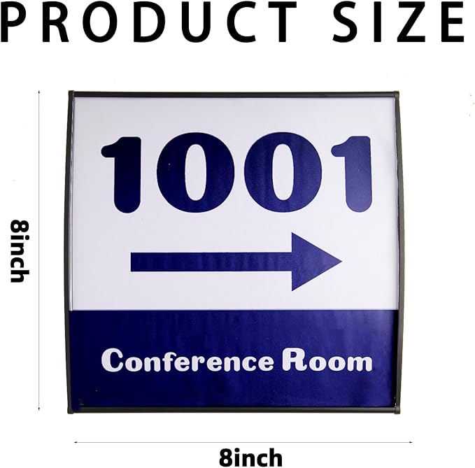 Sturdy Elegant Black Aluminum Wall Mount Name Plate Holder, Office Business Door Curved Sign Holder with Adhesive Tape, 8” X 8” - Plastic Film Included, Paper Inserts NOT Included