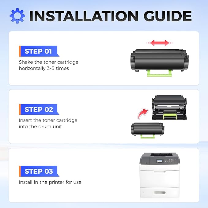 53B1H00 Black Toner Cartridge with chip 1-Pack High Yield Replacement for Lexmark 53B1000 53B1H00 Toner Compatible with Lexmark MS817dn MS817n MS818dn MS818n MX717de MX718de Laser Printer Ink Copier