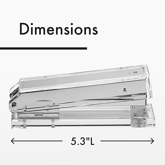 OfficeGoods Acrylic Stapler – Aesthetic & Durable Silver Desk Staple for Modern Office – Stylish & Compact Office Supplies for Women & Men