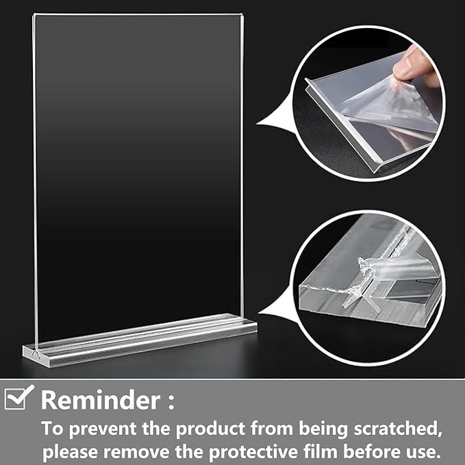 Acrylic Sign Holder Double Stands Ad Frames Clear Flyer Display Stand for Office Home Restaurant, Display Sign Stand for Store Sign Holders, Vendor Booth Display Items Vertical (6 Pack-5" X 7"Inch-Vertical(T-Shape))