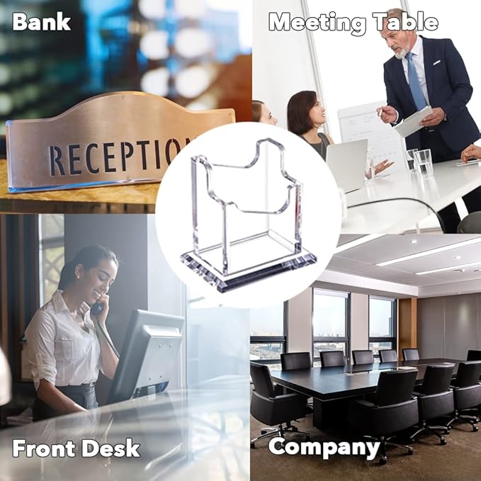 PARTSPOWER 4 Packs Acrylic Business Card Holders for Desk, Vertical Clear Business Name Card Display Stand, Desk Accessory Business Name Card Organizer (Vertical, 1-Slot)