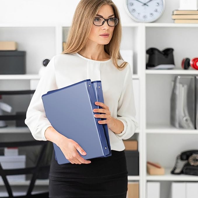 COMIX 3 Ring Binder 1/2 inch with Clear View Cover, 0.5" View Binder Holds 100 Sheets of US Letter Size Paper, 6 Pack (Dark Blue)