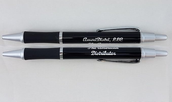 ezpencils - Personalized - Elegant Tip and Click Silver Accents on Black Solid Color Body and Black Grip - Bullet Ballpoint Pens - 12 pkg - ** FREE PERZONALIZATION **