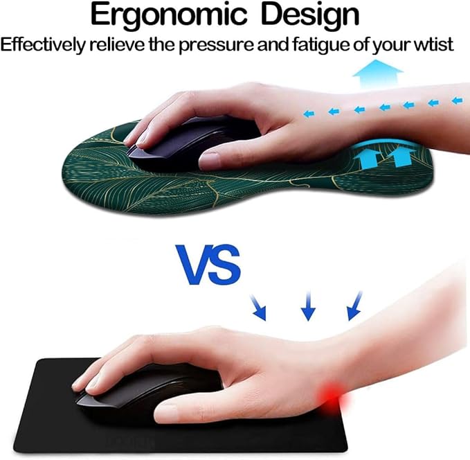 DOOKE Ergonomic Mouse Pad with Wrist Support and Coaster,Mouse Pads with Non-Slip PU Base for Home Office Working Studying Easy Typing & Pain Relief Plants