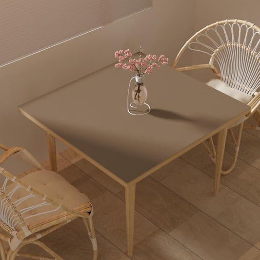 Table Pad - Used for Square Table Waterproof and Easy to Clean Good Flatness Easy to Used for Dining Table(Mud Color+Champagne Gold 46x46)