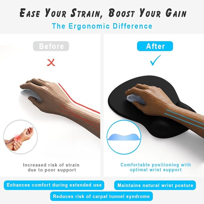 ErgoComfort Gel Wrist Rest Mouse Pad-Ergonomic Office Mousepad with Wrist Support-Non-Slip, Design Desk Accessories Mat for Home&Game Decor (06Mocha Sand)