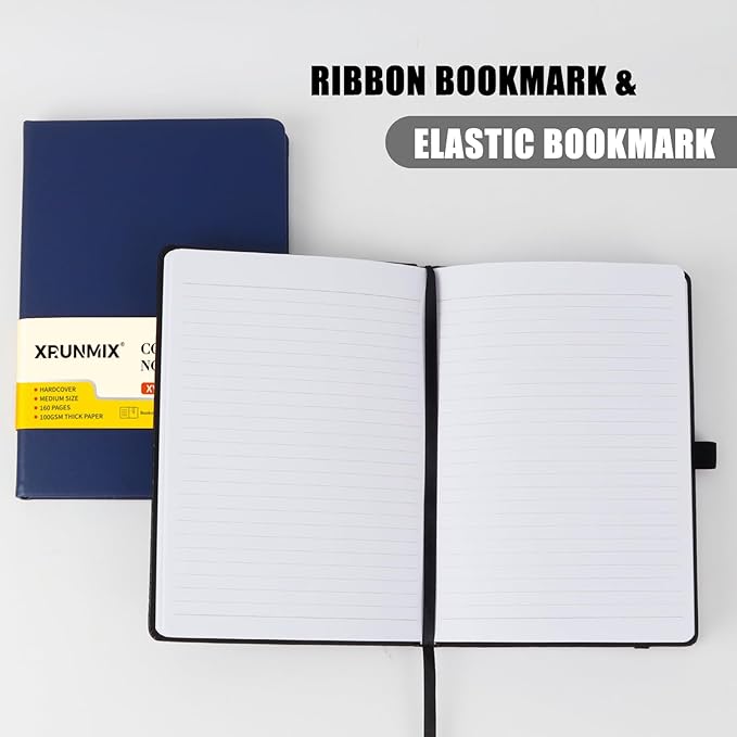 8 Packs Lined Notebook for Work, Journals for Writing, A5 Size (5.5" x 8.3"), 100gsm Thick Paper, Lined 160 Pages, Hardcover Classic Notebook for Journaling & Note-Taking- 8 Assorted Color