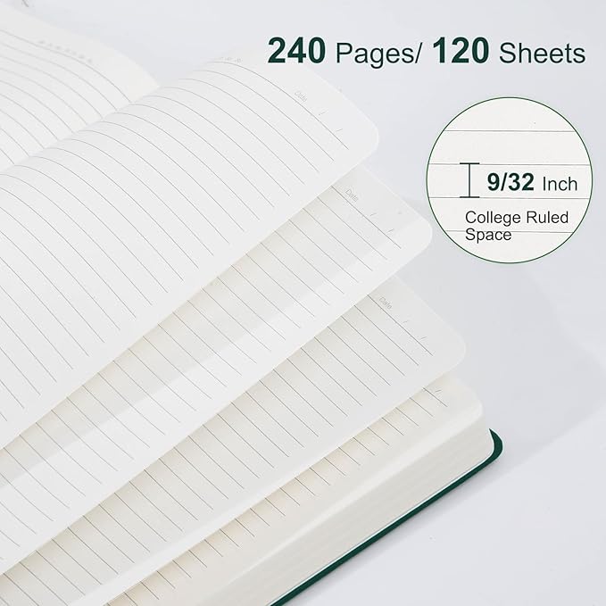 COMIX B5 Lined Journal Notebooks, 240 Pages, 6.9 x 9.8 Inches, Dark Green, Hardcover Journaling Notebooks for Men & Women- Fits for Office, Business, School, Notes Taking & Writing