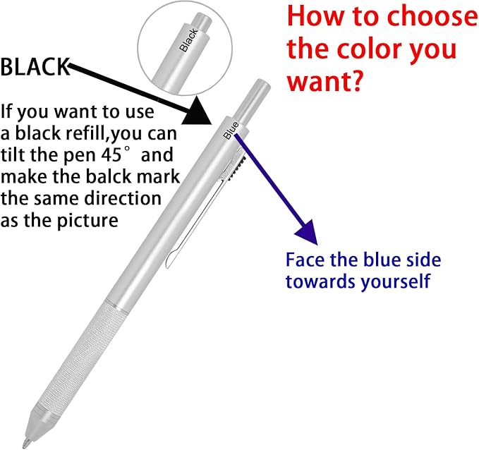 4-in-1 Four-Color Multifunctional Pen, Black/Red/Blue Ballpoint Pen and 0.5mm Mechanical Pencil, Metal Case Pen, Great Gift for Friends, Loved Ones (Silver)