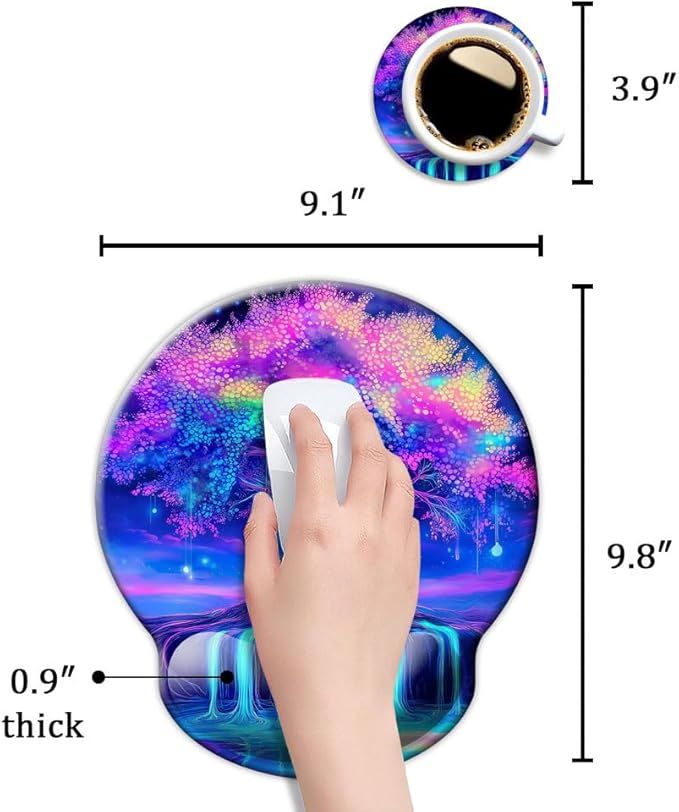 Ergonomic Mouse Pad with Wrist Support,Mouse Pad with Wrist Rest,Relieve Wrist Pain Mousepad Non-Slip Rubber Base,Mouse Pads for Desk,Computers,Laptop,Office,Home,Accessories Tree of Life