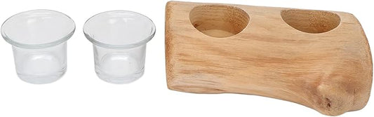 2 Hole Wooden Candle Holder Pastoral Style Simple Elegant Christmas Candleholder Dining Table Decoration