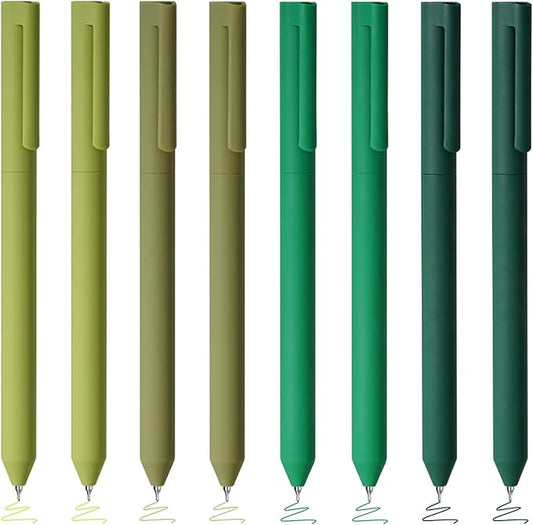 BAYTORY 8Pcs Colored Gel Pens, 0.5mm Fine Point Multicolored Ink Pen, Colorful Pens Smooth Writing for Note Taking and Marking Supplies (Green)