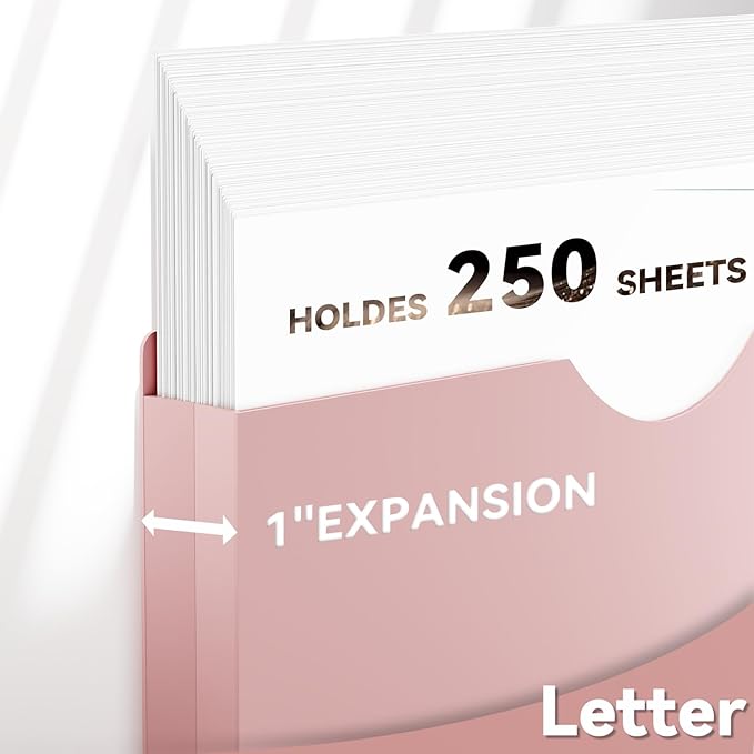 Plastic 1 Inch File Jackets Letter Size, Expanding File Folde for Documents,Upgrade Color,12 Pack Manilla Pocket Folders,Heavy Duty Expansion Pocket Files with Straight Cut Tabs,Morandi Color