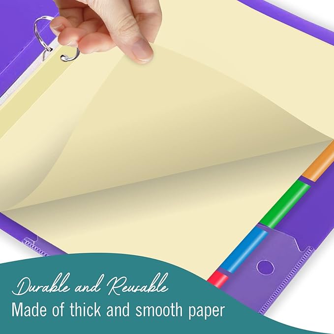 8-Tab Binder Dividers for 3 Ring Binder, Insertable Multicolor Big Tabs, Bulk Letter Size Paper Divider, 8.5 x 11 inch, 12 Sets (96 Dividers Total)