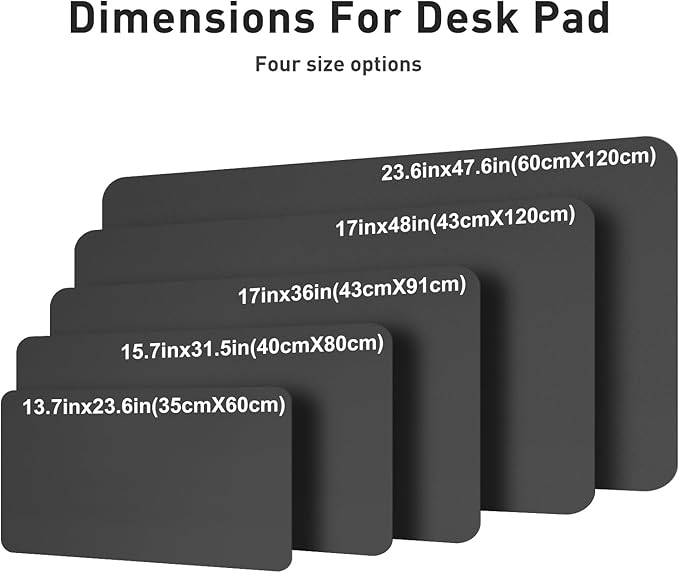 Aothia Faux Leather Desk Mat – Large Mouse Pad, Non-Slip PU Leather Blotter, Waterproof Writing Surface for Office and Home (Grey, 47.2" x 23.6")