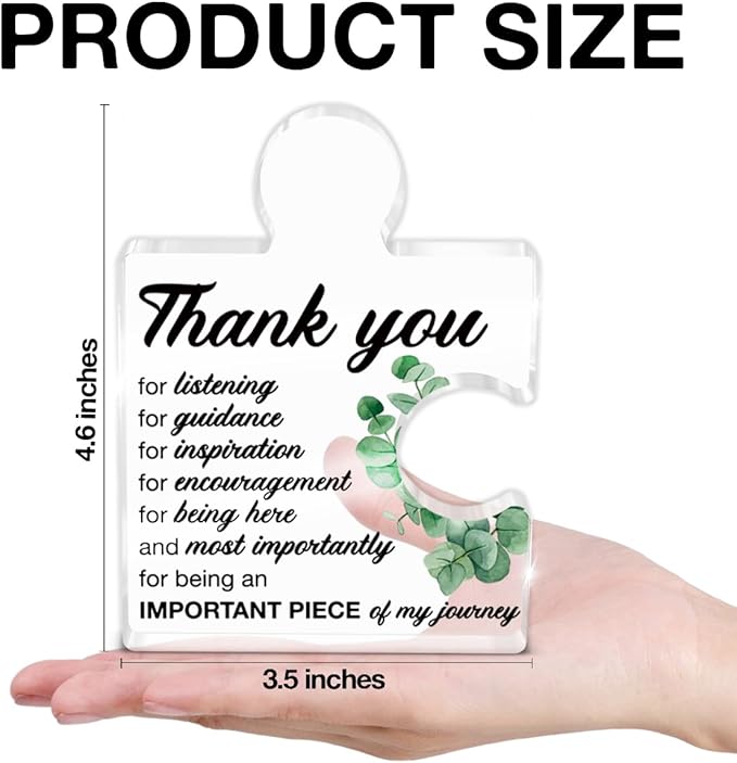 Thank You Gifts for Women Teacher Appreciation Gifts Thankful Sign for Coworkers Mentor Boss Supervisor Principal Therapist Acrylic Puzzle Piece Office Desk Decor