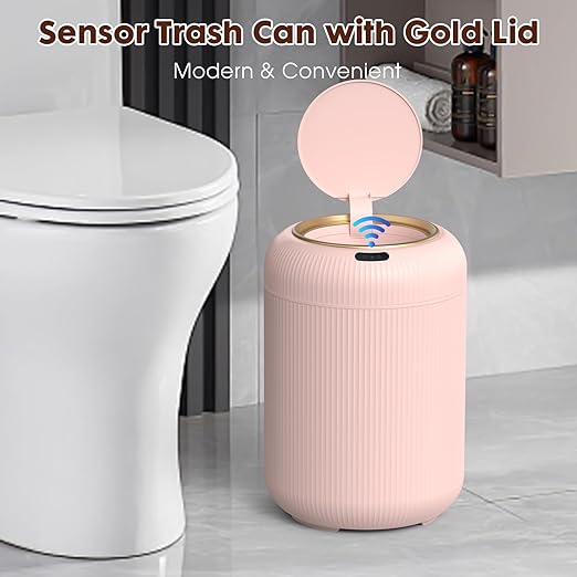 Procade Automatic Motion Sensor Bathroom Trash Can with Lid, 3 Gallon Touchless Trash Bin, Smart Plastic Garbage Can, Mini Pink Wastebasket for Toilet, Office, rv, Bedroom, Living Room