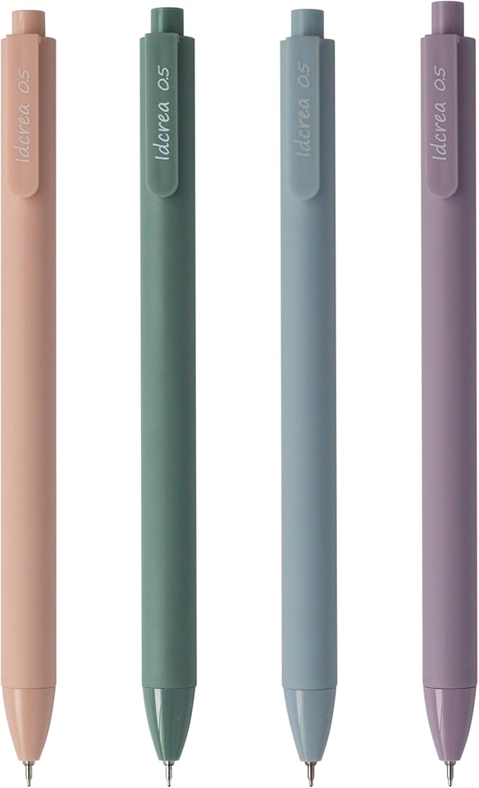 ldcrea Gel Pens 0.5 Fine Tip, Black Ink, Silky Grip, 4 Pack