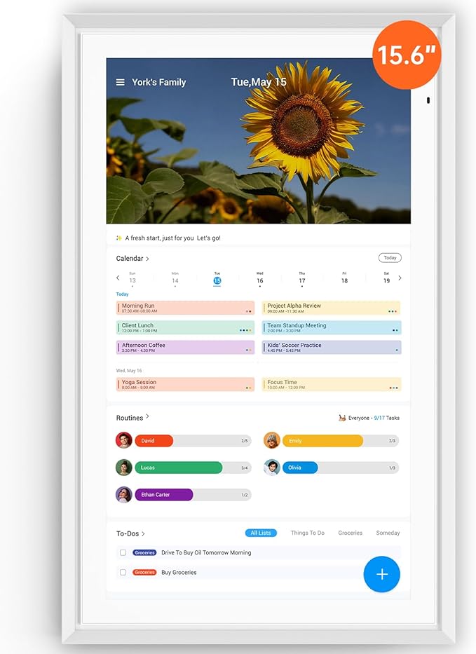 ApoloSign Digital Calendar: Electronic Calendar, Smart Touchscreen Interactive Display for Chore Chart, Family Schedules Planner, Supports All Apps via Google Play (White, 15.6-inch)
