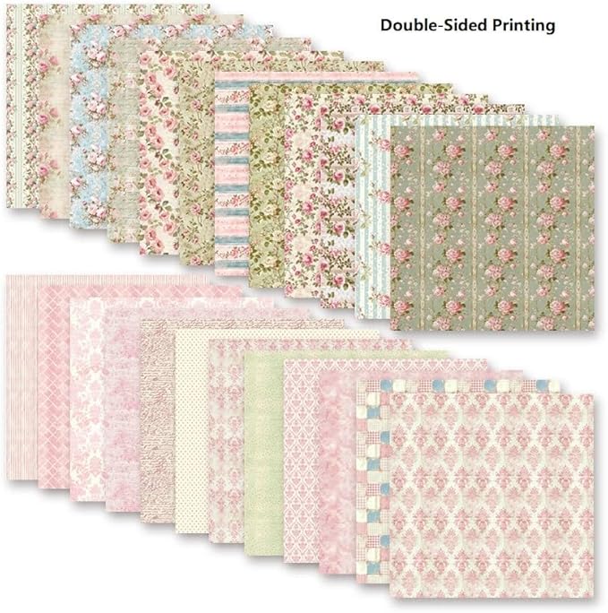 Scrapbook Paper Pad 12×12,Floral Double-Sided Pattern Designer Planner Junk Journal Decorative Craft Paper,Card Making Journaling Origami Decopage Scrapbooking Supplies, 24 Sheets