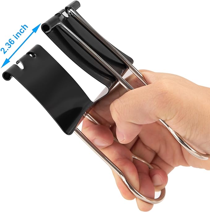 OWLKELA 2.4 inch Extra Jumbo Binder Clips 4 Pcs, Large Paper Clip, Big Paper Clamps, Binder Clips Large Size for Home, School and Office Supplies