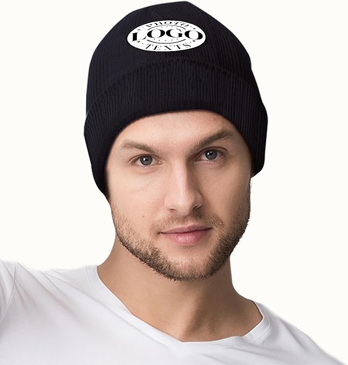 Custom Beanie for Men Women Bulk Custom Winter Hat Beanies with Logo Text Image Personalized Knit Hats Gifts for Business